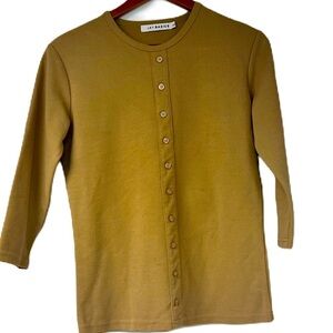 JAY BASICS Tan Ribbed Button Tee Shirt Size Large
